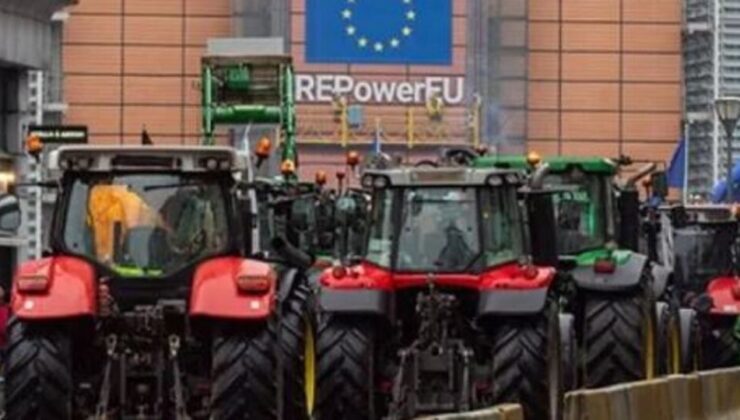 Avrupalı çiftçiden protesto