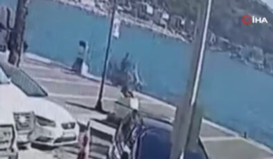 Motosikletiyle denize uçtu