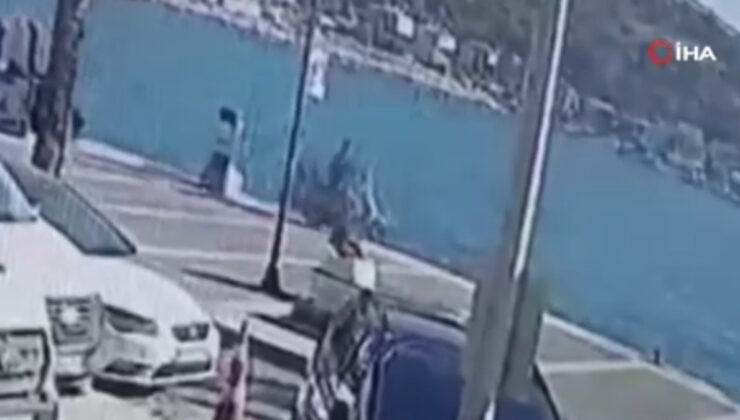 Motosikletiyle denize uçtu