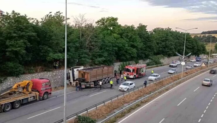 Yola düşen tomruk kazaya yol açtı: Traktör sürücüsü ağır yaralandı