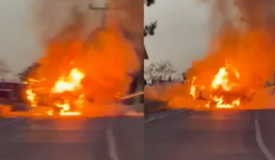 İlkadım’da Korkutan Araç Yangını