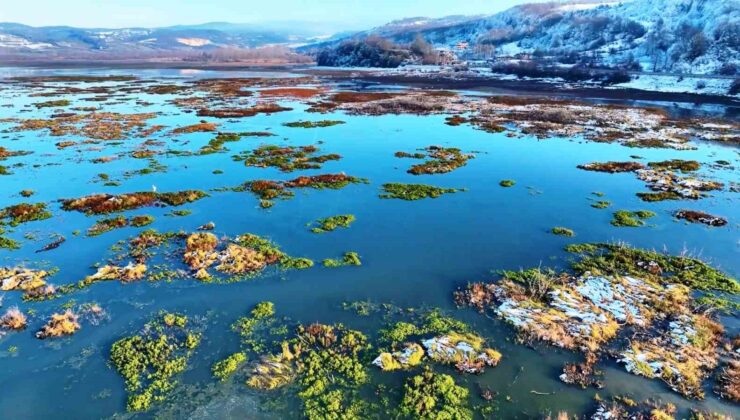 Beyaz Gelinliğini Giyen Ladik Gölü’nün Güzelliği Büyüledi