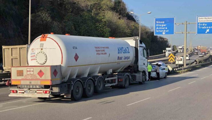 Samsun’da Korku Dolu Dakikalar: Önce Otomobil Devrildi, Sonra LPG Tankeri Çarptı!