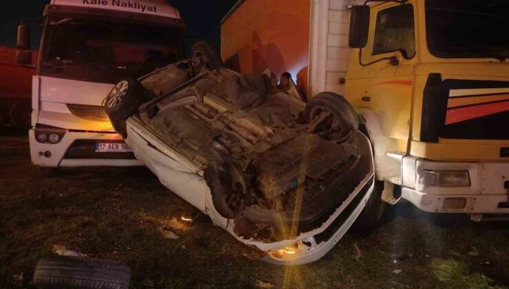 Çan’da Korkutan Kaza: Takla Atan Otomobil Kamyonlara Çarparak Durabildi!